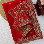 Heavy Fendy Silk Thread Sequins Embroidery Work Saree