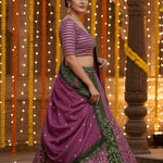 Chinon Fabric With Sequience Embroidery Work Lehenga