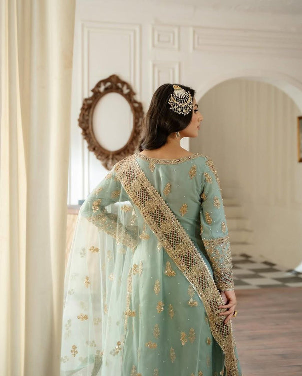 Hevy Faux Georgette Codding Sequins Embroidery Work Top Sharara