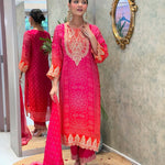Pink Color Natural Crep Embroidery Wotk Top Pent