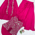 Chinon Sequence Embroidery Work With Full Stithed Blouse Skirt
