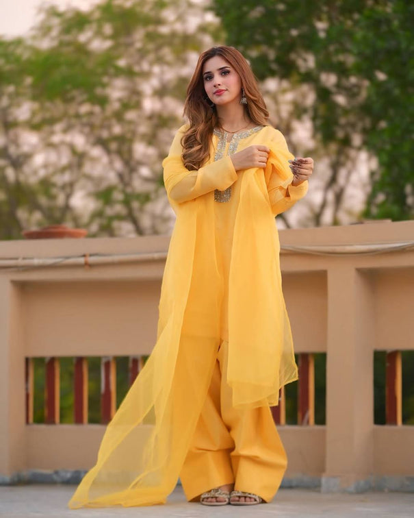Faux Geeorgette Embroidery And Hand Work Top Farshi