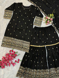 Havy Vichitra Silk Embroidery Work Top Sharara