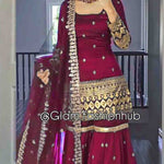 Havy Vichitra Silk Embroidery Work Top Sharara