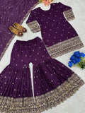 Havy Vichitra Silk Embroidery Work Top Sharara