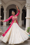 Kora Cotton Navratri Special Plain Work Lehenga