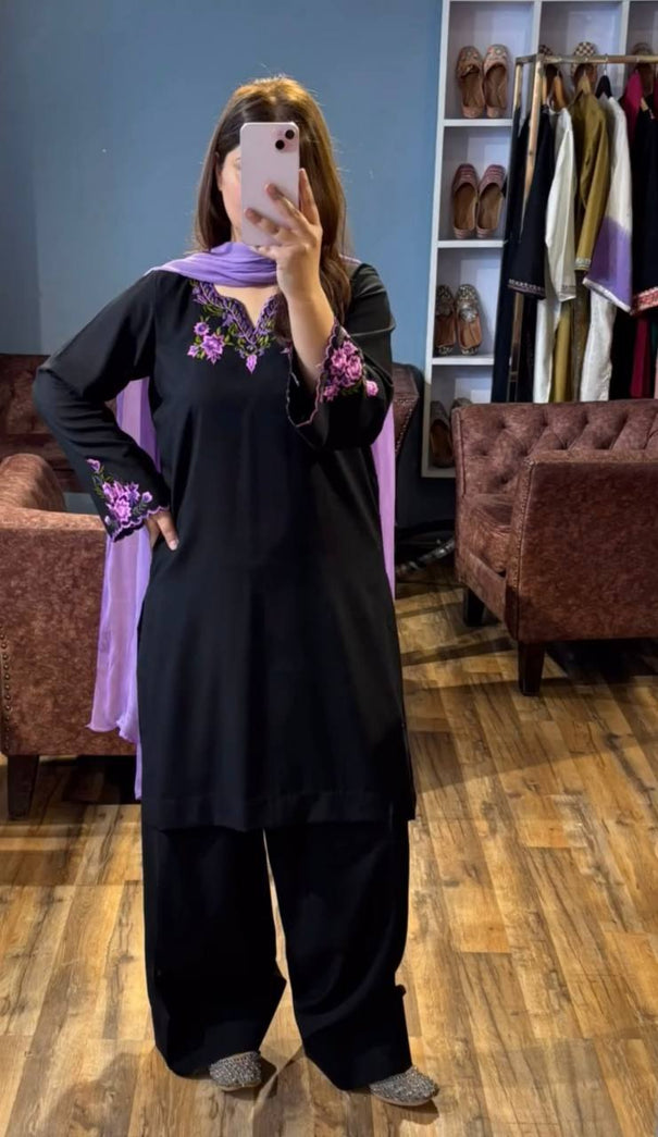 Riyon Silk Embroidery Work Micro Cotton Top Plazzo