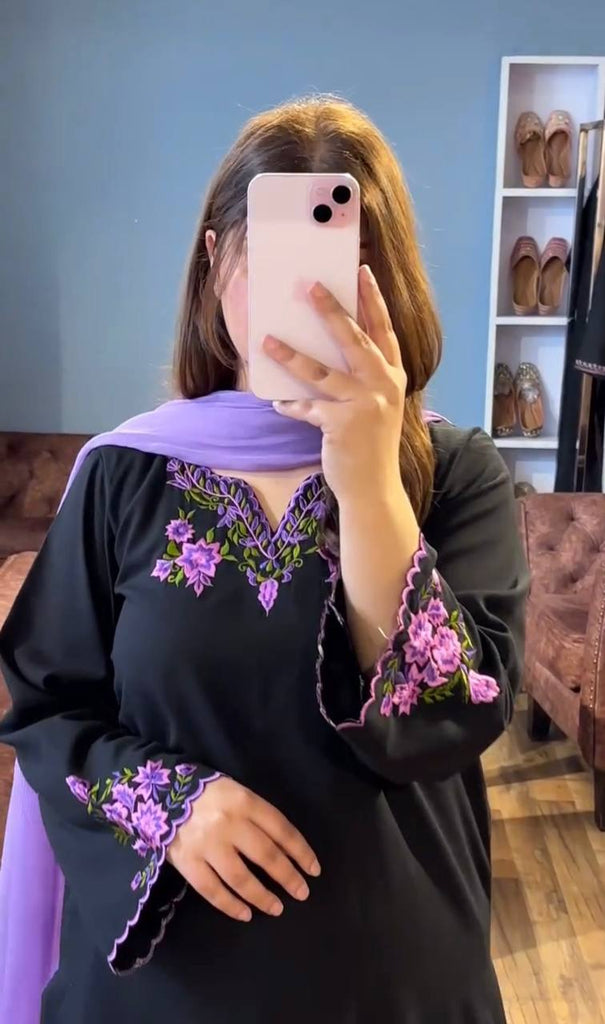 Riyon Silk Embroidery Work Micro Cotton Top Plazzo