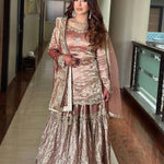 Pich Color Pure Zimmy Chu Silk Embroidery Work Top Sharara