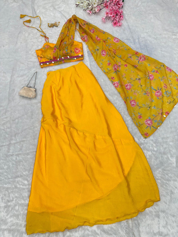 Soft Chinon Silk Skirt and Blouse