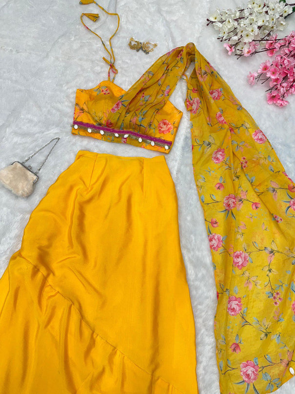 Soft Chinon Silk Skirt and Blouse