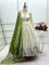 White Color  Pure Dola Silk Embroidery Work Gown