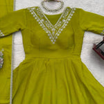 Heavy Chinon Silk Sequin Thread Embroidery Work Top Palazzo