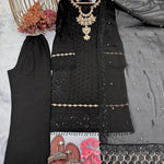 Heavy Faux Embroidery Sequence Work Top Plazzo