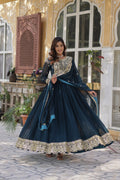 Faux Blooming Emberoidery Zari Work Gown
