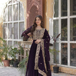 Faux Blooming Emberoidery Zari Work Gown