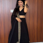 Foux Gorgette Canvas Patta And Cancan Sequence Work Lehenga Choli