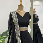 Foux Gorgette Canvas Patta And Cancan Sequence Work Lehenga Choli