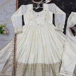 Foux Gorgette With Thread with Sequnce Work Top Pent