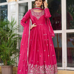 American Silk Plain Work And Thred With Sequence Work Gown