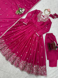 American Silk Plain Work And Thred With Sequence Work Gown