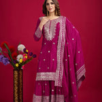 Exclusive Designer Heavy Work Pure Heavy Chinon Silk Sharara Suits Set