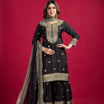 Exclusive Designer Heavy Work Pure Heavy Chinon Silk Sharara Suits Set
