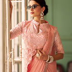 Chinon Embroidery Work Ready To Wear Saree