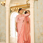 Chinon Embroidery Work Ready To Wear Saree