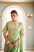 Chinon Embroidery Work Ready To Wear Saree