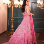 Pink Color Premium Net With Embroiderty Work Lehenga