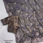 Fendy Satin Jacquard Sequins Beads Zari Embroidery Work Saree