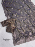 Fendy Satin Jacquard Sequins Beads Zari Embroidery Work Saree