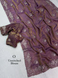 Fendy Satin Jacquard Sequins Beads Zari Embroidery Work Saree