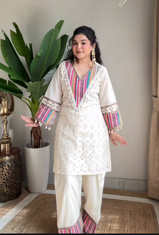 Pure Khadi Cottan With  Thread Work Top