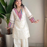 Pure Khadi Cottan With  Thread Work Top