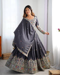 Natural Crep Silk With Canvas Patta And Cancan Thread And Sequence Work Lehenga Choli
