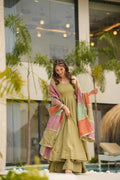 Chinnon Silk With Plain Work And Full Stitched Anarakali Gown