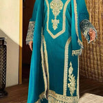 Dual Tone Peding Chinon Silk Embroidery Work Top Pent