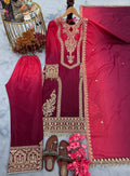 Dual Tone Peding Chinon Silk Embroidery Work Top Pent