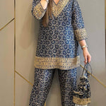 Pure Mul Cotton With Embroidry Work Top Pent