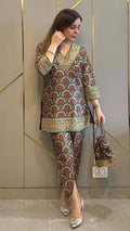 Pure Mul Cotton With Embroidry Work Top Pent
