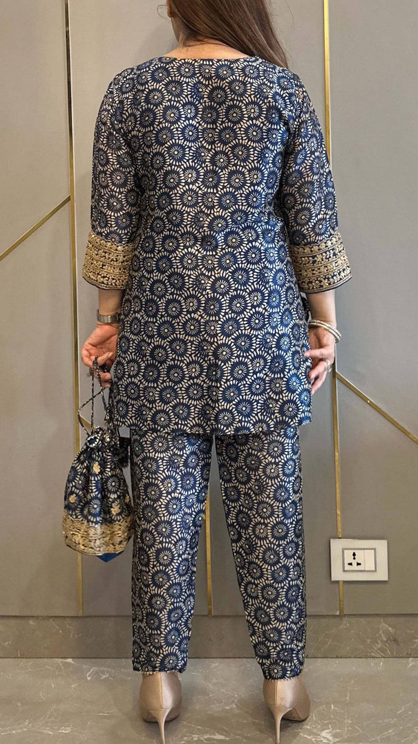 Pure Mul Cotton With Embroidry Work Top Pent