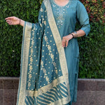 Sky Color Premium Roman Silk Hand Work Kurti