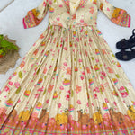 Pure Viscose Soft Silk Gown with Jacquard Pashmina & Fancy Printed Koti