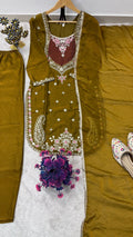 Beautifull NC Moss Fabric With Embroidery Work Top Plazzo