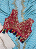 Sequence Embroidery With Latkan On Corner With Chinon Shrug Draped Choli
