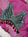 Sequence Embroidery With Latkan On Corner With Chinon Shrug Draped Choli