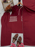 Natural Satin Embroidery WOrk Top Plazzo
