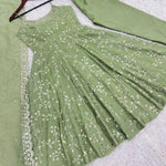 Pista Color Fandy Silk Embroidery Work Gown
